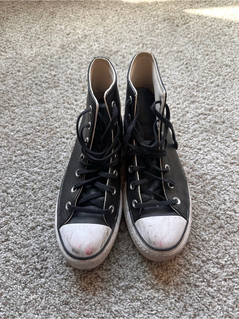 Converse Black High-Top Sneakers with White Toe Caps Leather